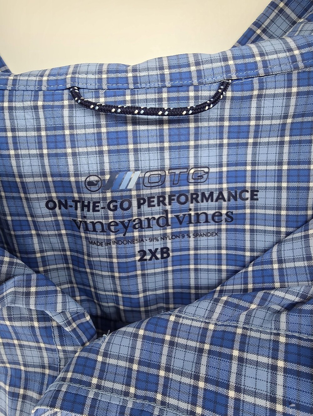 Vineyard Vines On-The-Go Performance Plaid Button-Down Shirt Mens 2XB Blue
